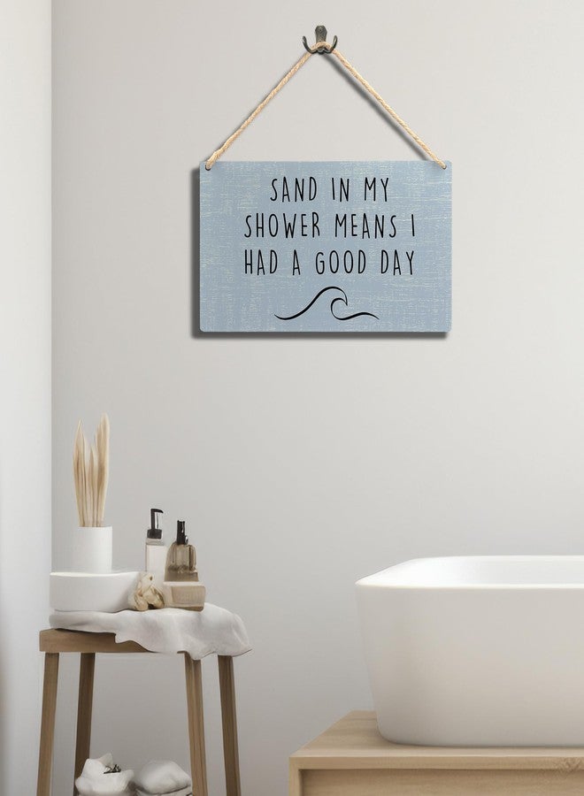 Ryeolo Beachy Room Decor Aesthetic, Sand in My Shower Means I Had a Good Day Wood Signs Wall Hanging, Summer Decorations for Home, Coastal Room Wall Decor, 11.8x5.9 Inch Wall Pediments - Image 2